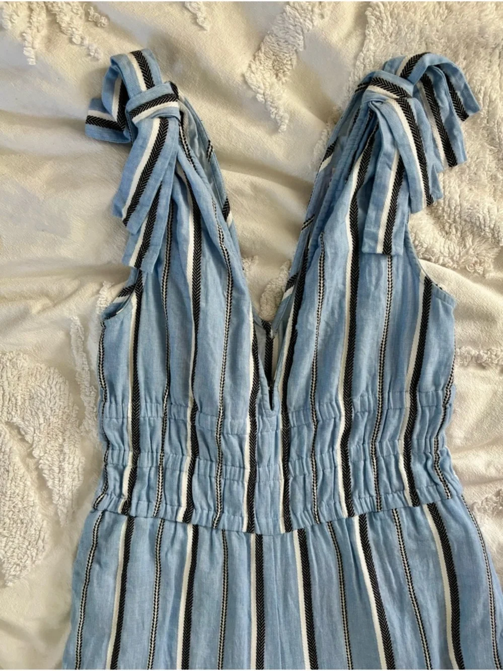Red Carter Light Blue Sleeveless Striped Jumpsuit - Picture 16 of 16